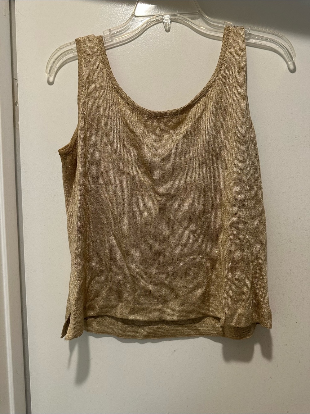 Vintage St. John Gold Metallic Tank Top - Scoop Neck Sleeveless Size 8 Holidays